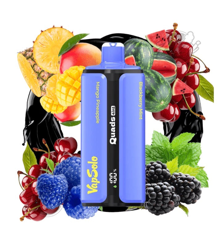 VAPSOLO QUADS – MANGO PINEAPPLE & BLUE RAZZ CHERRY & WATERMELON CHERRY & BLACKBERRY MINT #14