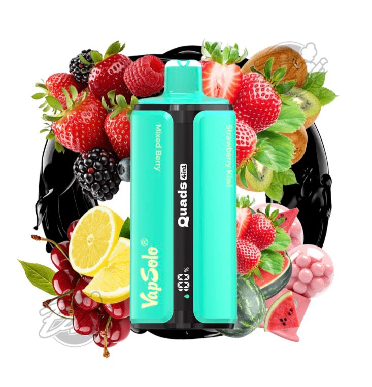 VAPSOLO QUADS – MIXED BERRY & CHERRY LEMON & STRAWBERRY KIWI & STRAWBERRY WATERMELON BUBBLEGUM #9