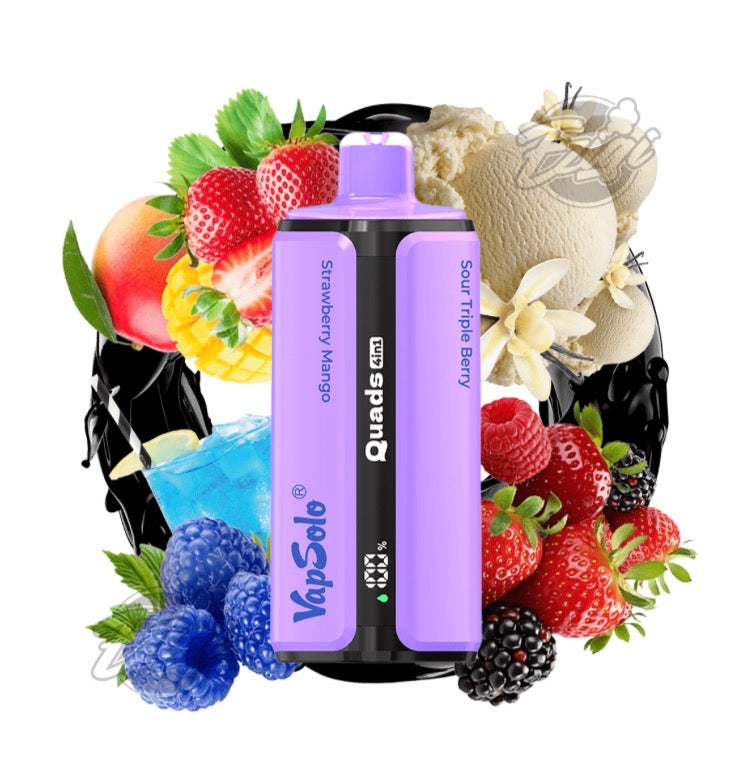 VAPSOLO QUADS – STRAWBERRY MANGO & BLUE RAZZ LEMONADE & VANILLA ICE CREAM & SOUR TRIPLE BERRY #8