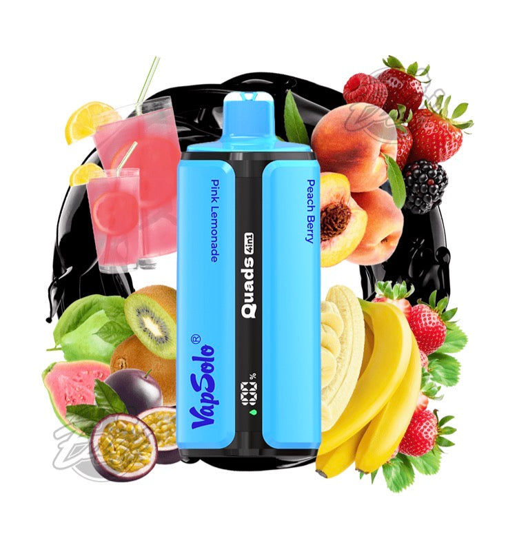 VAPSOLO QUADS – PINK LEMONADE & KIWI PASSION FRUIT GUAVA & PEACH BERRY & STRAWBERRY BANANA #7