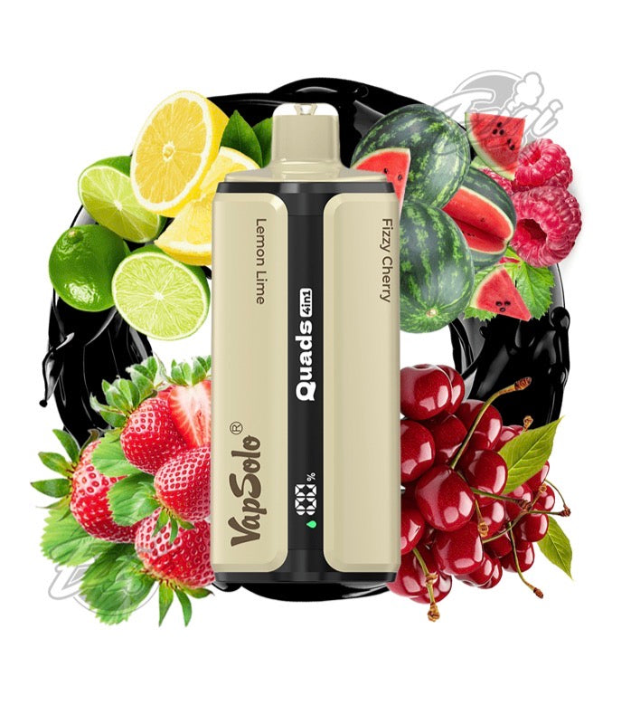 VAPSOLO QUADS – LEMON LIME & STRAWBERRY ICE & RASPBERRY WATERMELON & FIZZY CHERRY #6
