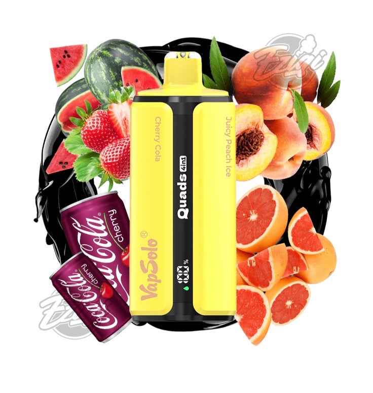 VAPSOLO QUADS – STRAWBERRY WATERMELON & CHERRY COLA & JUICY PEACH ICE & GRAPEFRUIT REFRESHER #5
