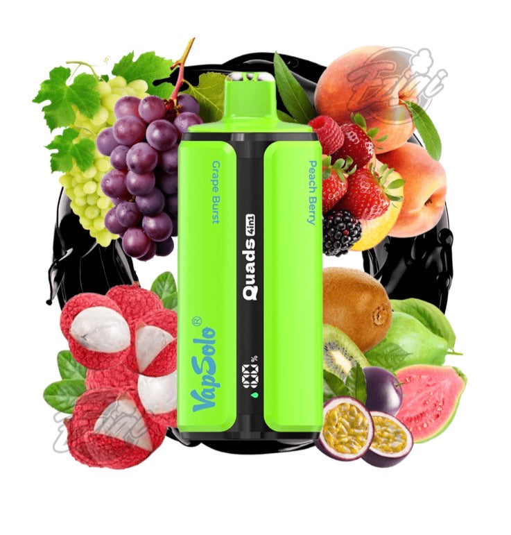 VAPSOLO QUADS – GRAPE BURST & LYCHEE ICE & PEACH BERRY & KIWI PASSION FRUIT GUAVA #3