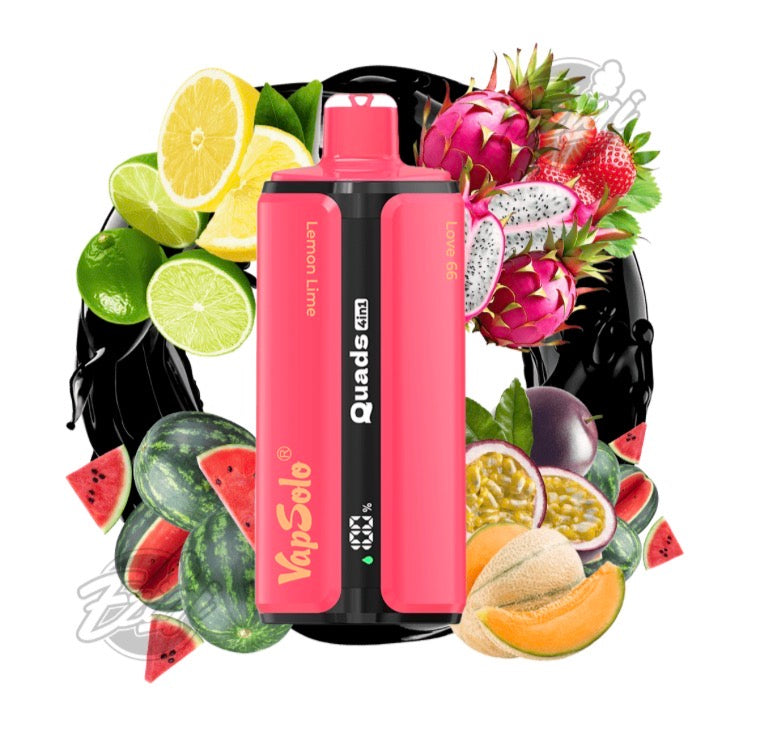 VAPSOLO QUADS – LEMON LIME & WATERMELON ICE & BLACK ICE DRAGONFRUIT STRAWBERRY & LOVE66 #1